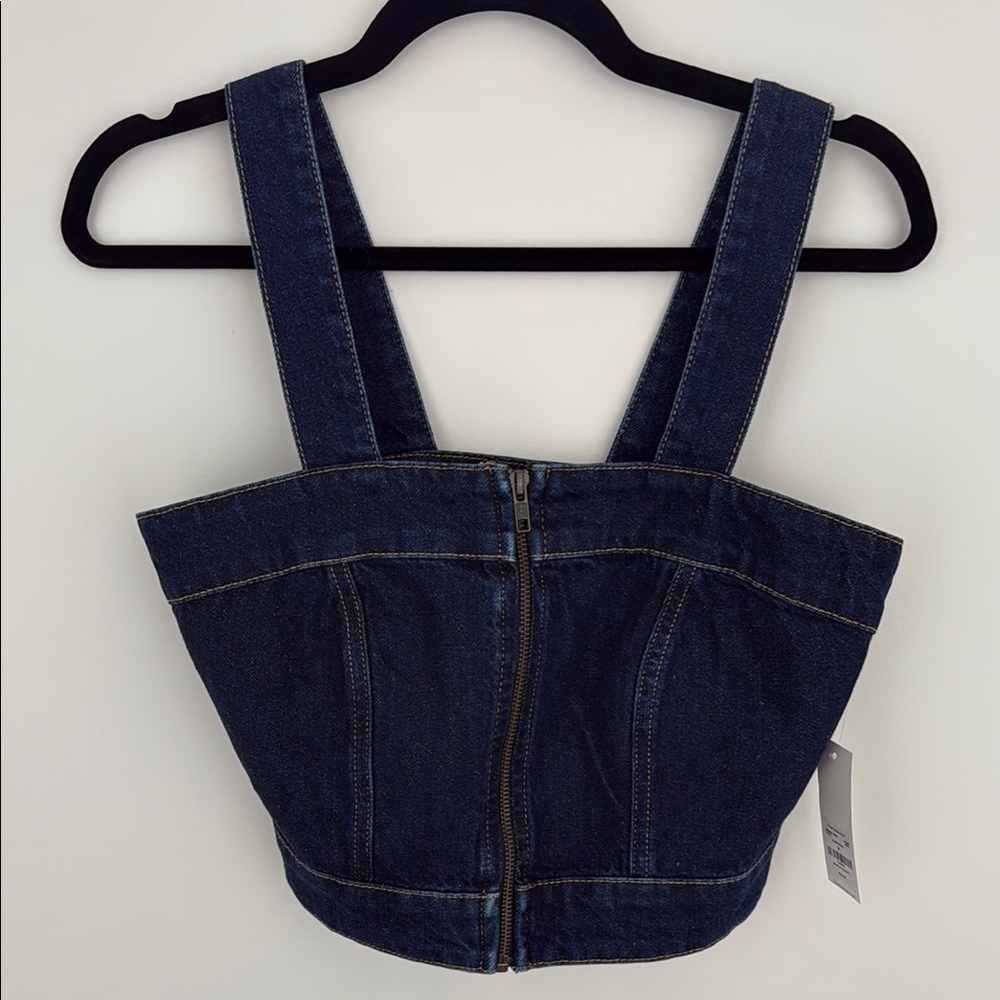 Denim Blue zip crop top